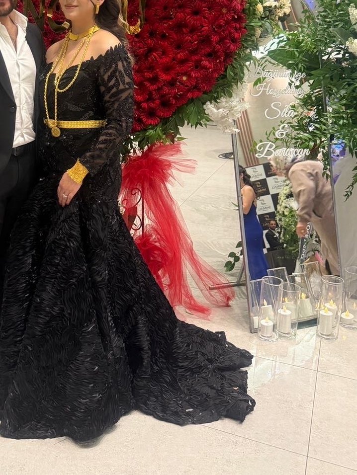 Uzun Kollu Siyah abiye - Görsel 2