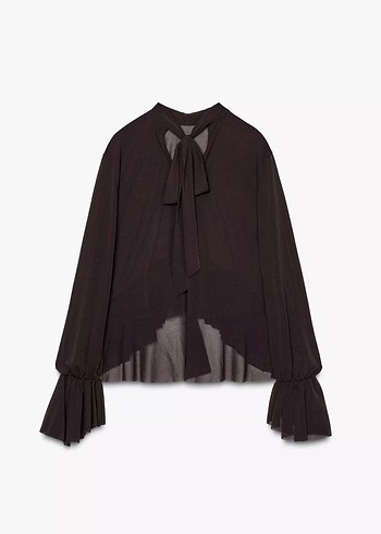 Zara Uzun Kollu Pilili Gotik Bluz