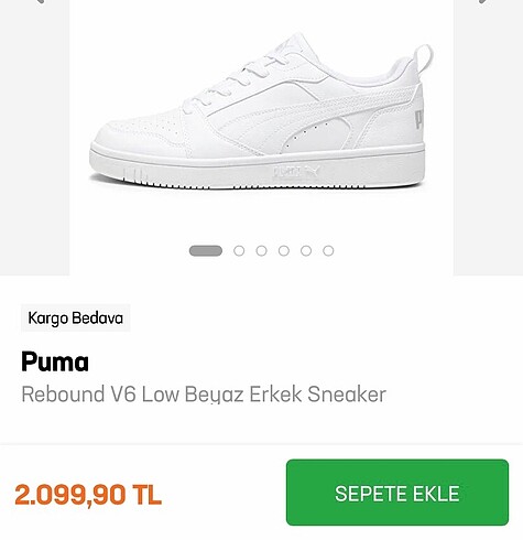 Puma rebound v6 beyaz sneaker spor ayakkabi