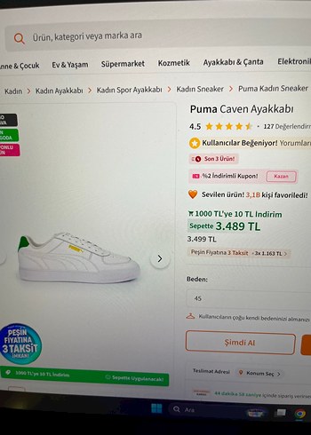 Puma Caven Beyaz Spor Ayakkabi