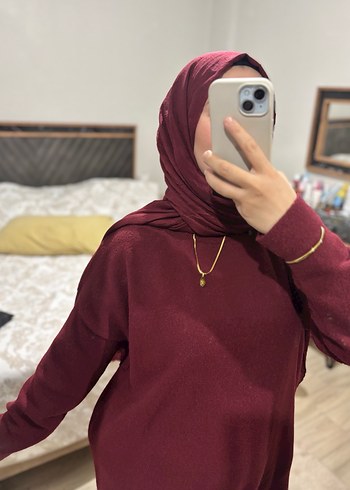 Bordo bisiklet  Yakalı triko Kadın Kazak - Görsel 2