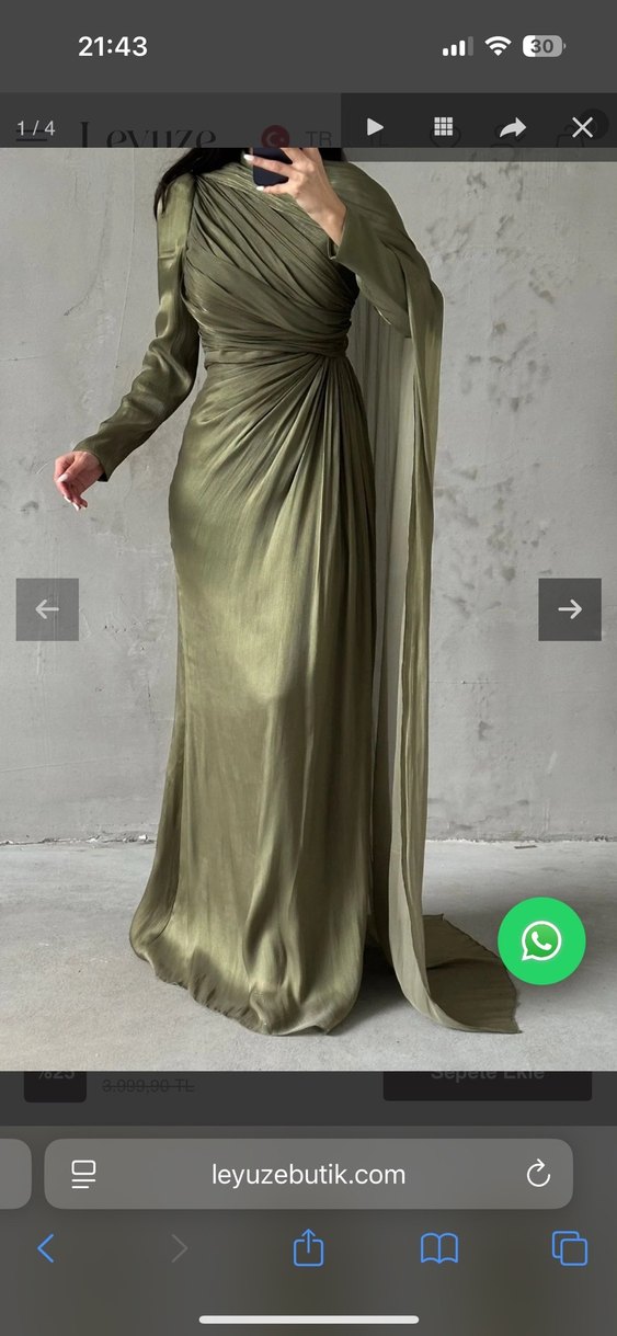 Leyuze marka Haki renk abiye kuyruklu - Görsel 4