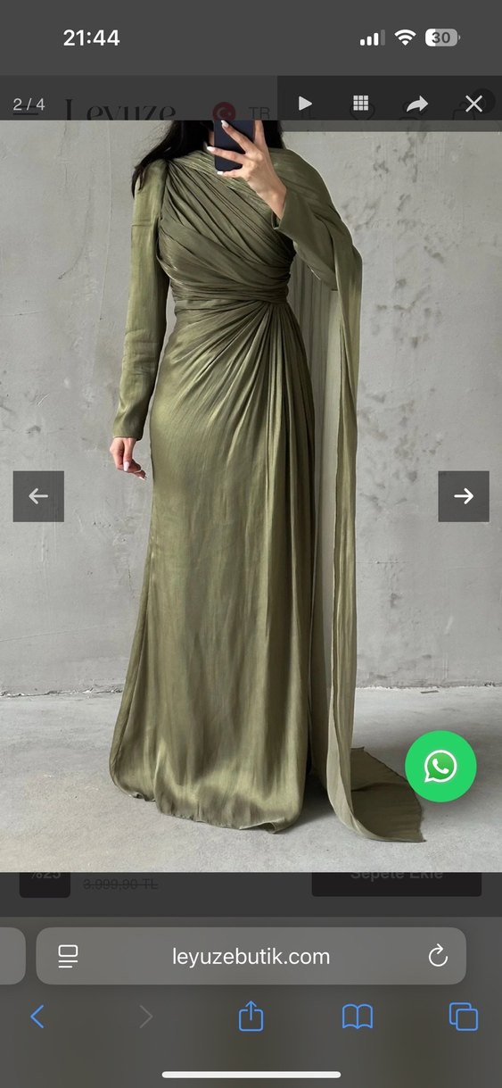 Leyuze marka Haki renk abiye kuyruklu - Görsel 3