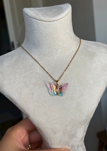 Accessorize Bohem Kelebek Şeffaf Çelik kolye