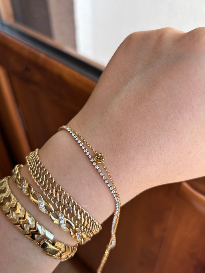 Kadın Altın Zincir Detaylı Bileklik çelik - Görsel 3