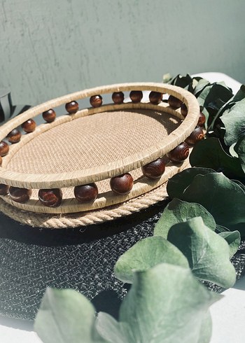 Zara Home Ahşap Boncuklu El Yapımı Bohem Tepsi