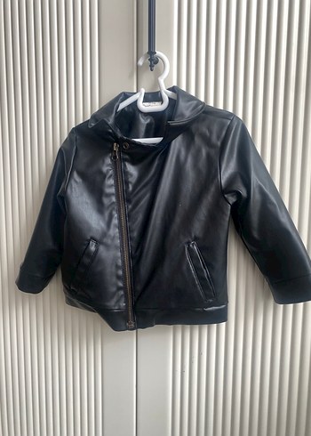 9-12 Ay Beden siyah Renk Siyah Kadın Deri Biker Ceket