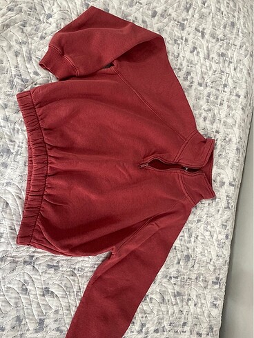 m Beden bordo Renk Fermuarlı sweatshirt