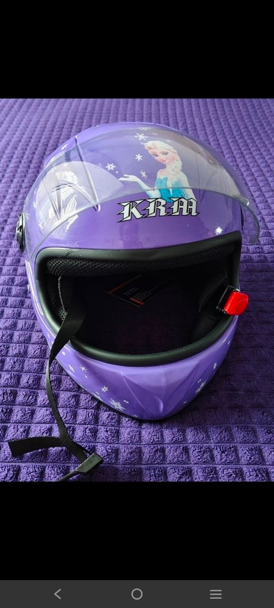 Mor Baskılı Motosiklet Kaskı Velcro Kapamalı - Görsel 5