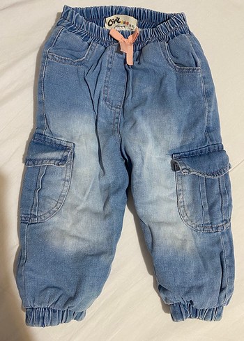 Civil Cocuklar İcin Rahat Mavi Denim Cargo Pantolon