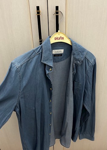 Lufian Erkek Mavi Denim Dugmeli Gomlek
