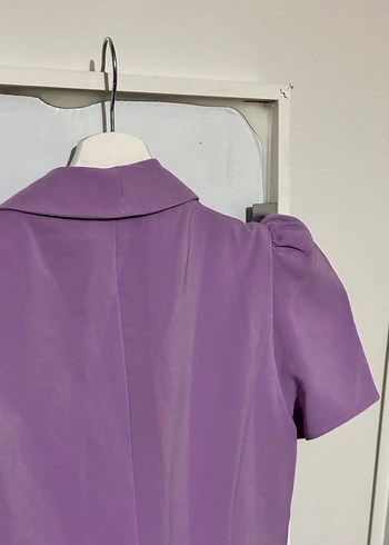 Mor Mini Kadın tulum Elbise Kısa Kollu - Görsel 4