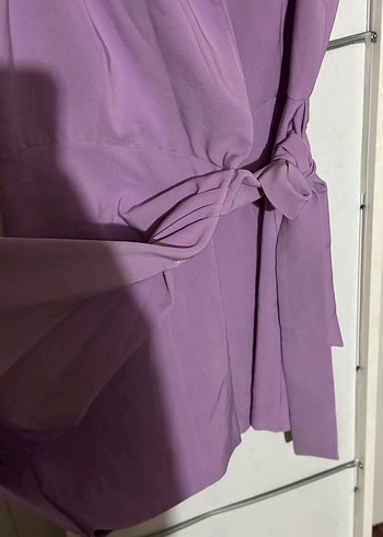 Mor Mini Kadın tulum Elbise Kısa Kollu - Görsel 6