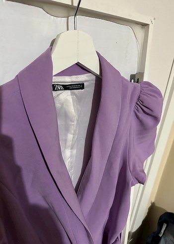 Mor Mini Kadın tulum Elbise Kısa Kollu - Görsel 2