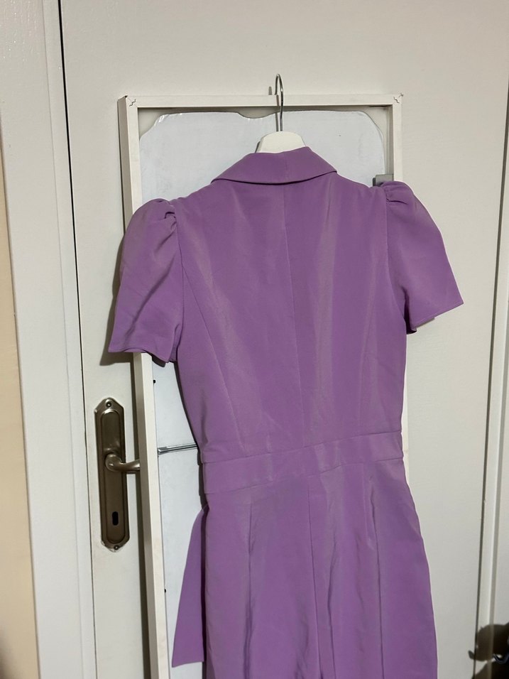 Mor Mini Kadın tulum Elbise Kısa Kollu - Görsel 5