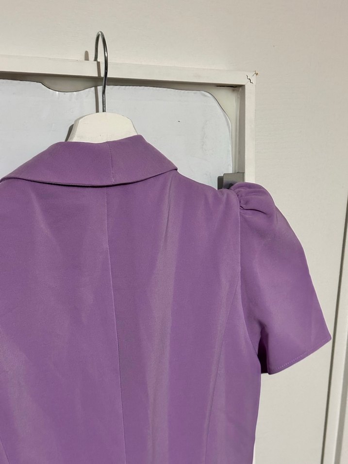 Mor Mini Kadın tulum Elbise Kısa Kollu - Görsel 4