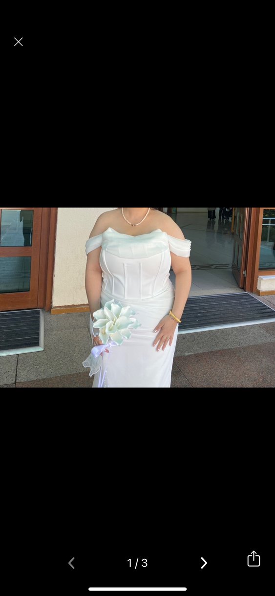 Beyaz Straplez Balık Gelinlik - Görsel 2