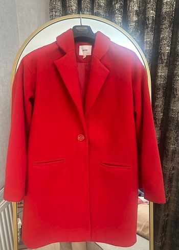 Kırmızı Düğmeli Kadın Blazer Ceket - Görsel 2