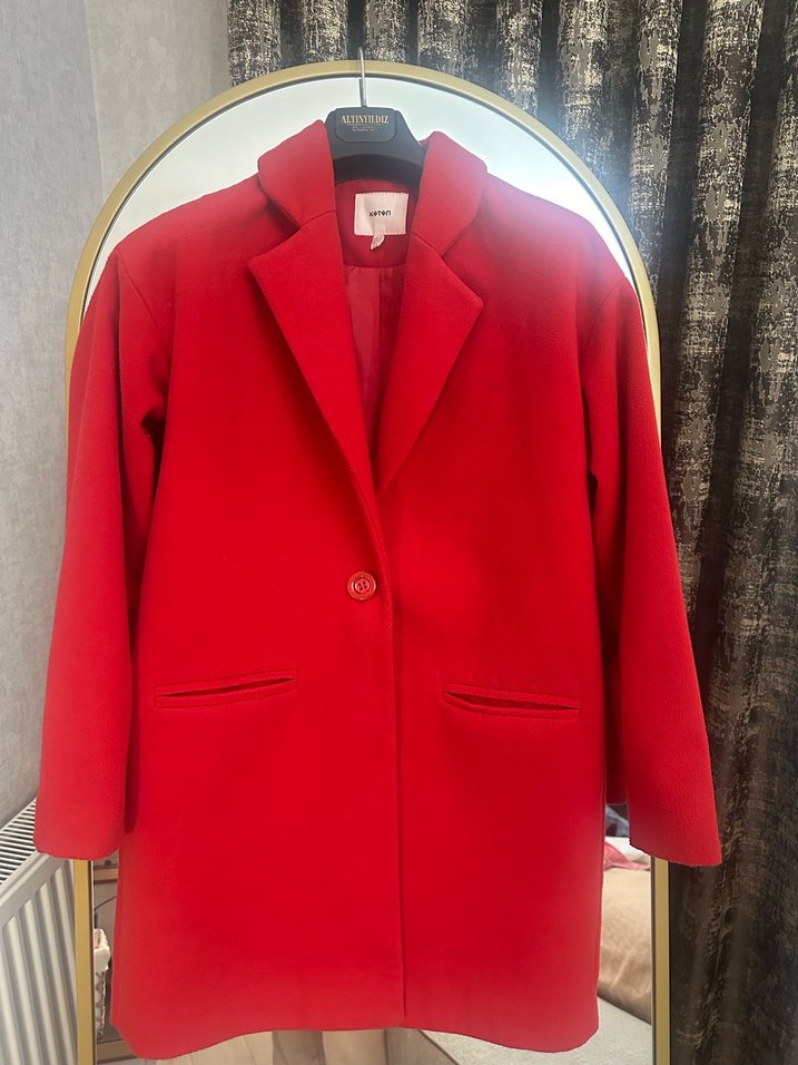 Kırmızı Düğmeli Kadın Blazer Ceket - Görsel 2