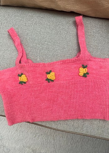 Renkli Nakışlı Pembe Kısa Hırka - Görsel 2