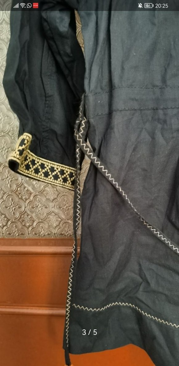 Nakışlı, Kemerli Siyah Bohem Bluz. Ürün sıfırdır - Görsel 3