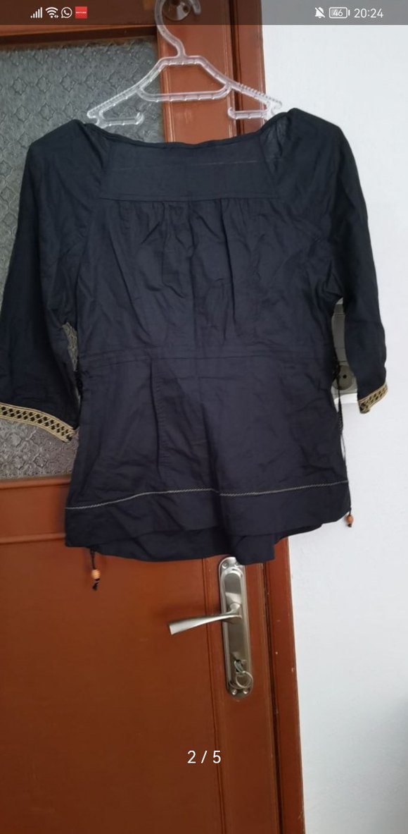 Nakışlı, Kemerli Siyah Bohem Bluz. Ürün sıfırdır - Görsel 2