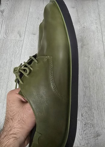 Erkek Haki Deri Dolgu Topuklu Oxford Ayakkabı - Görsel 3