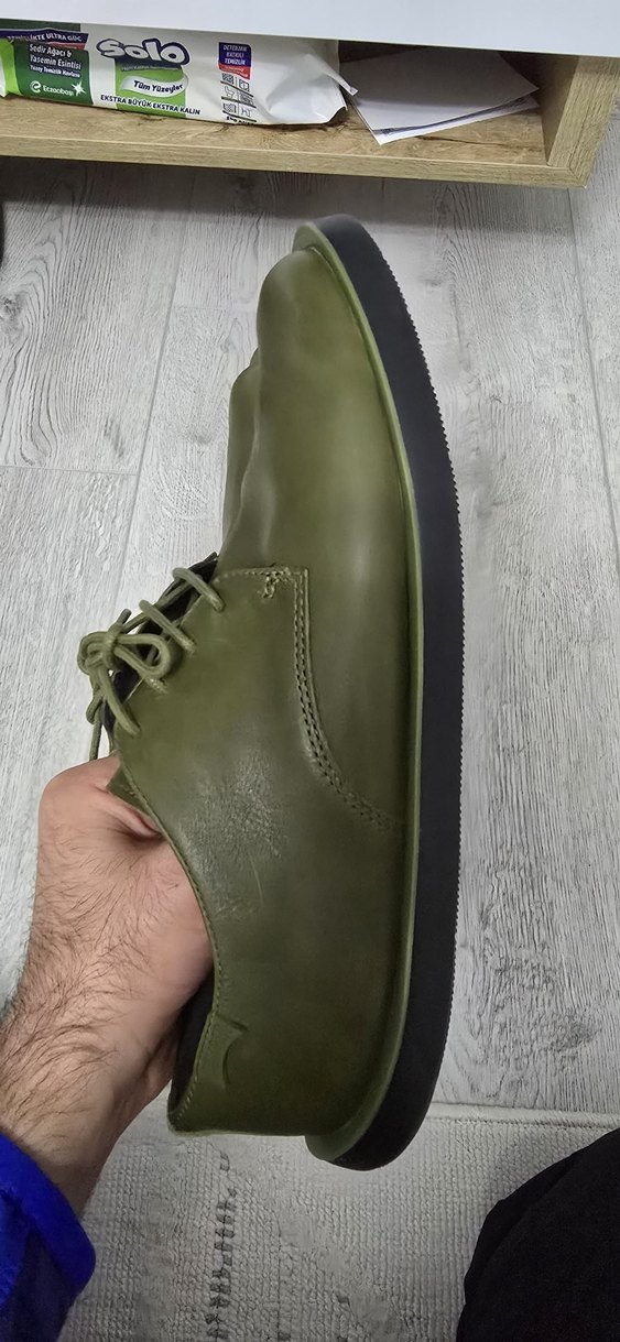 Erkek Haki Deri Dolgu Topuklu Oxford Ayakkabı - Görsel 3