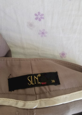 Düğmeli Bej Keten Kadın Pantolon - Görsel 7