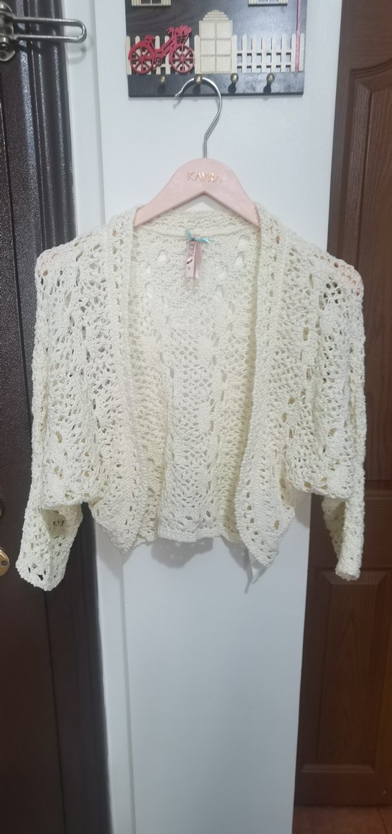 Beyaz Dantel Detaylı Bohem Kadın Hırka - Görsel 2