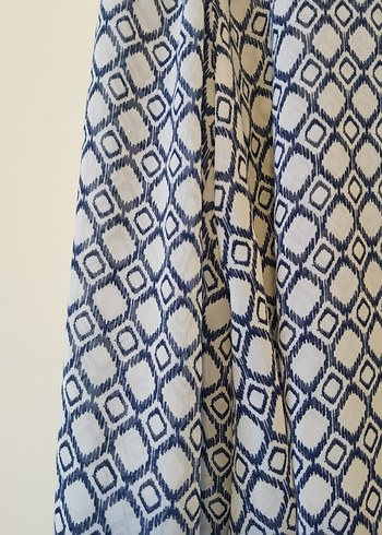 Düğmeli, Uzun Kollu Mavi Bohem Bluz - Görsel 5