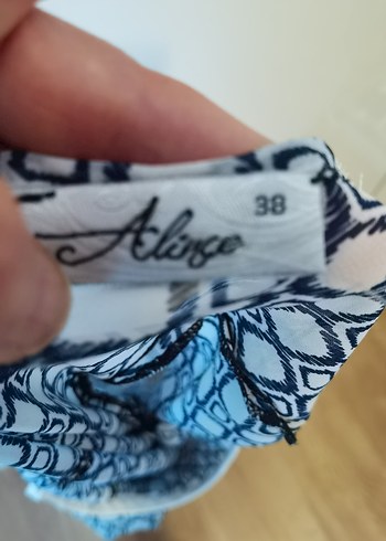 Düğmeli, Uzun Kollu Mavi Bohem Bluz - Görsel 6