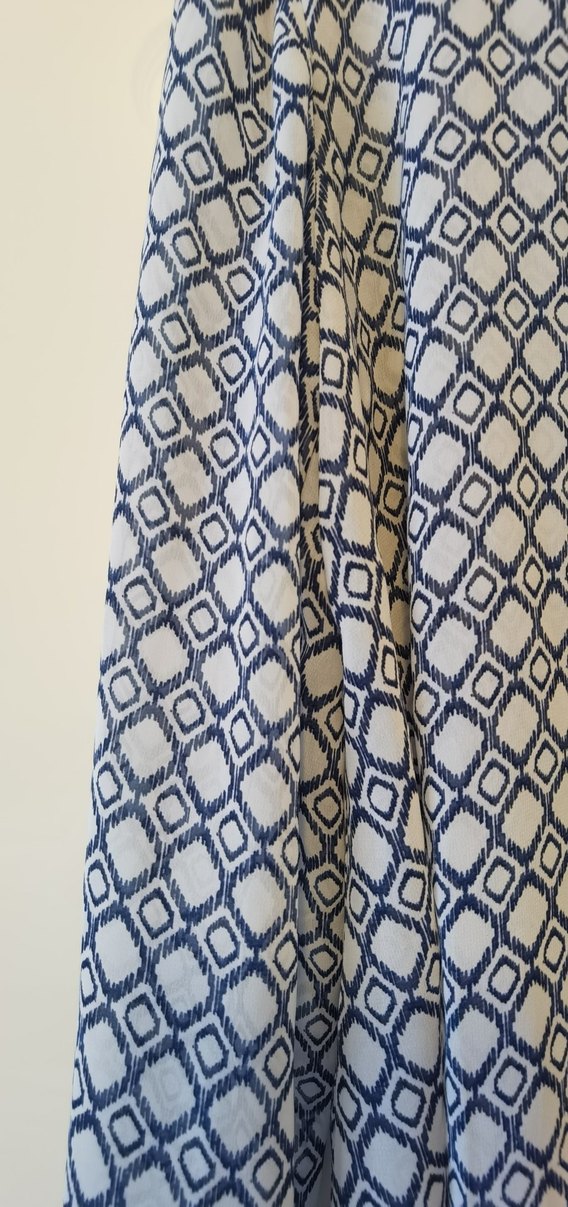 Düğmeli, Uzun Kollu Mavi Bohem Bluz - Görsel 5