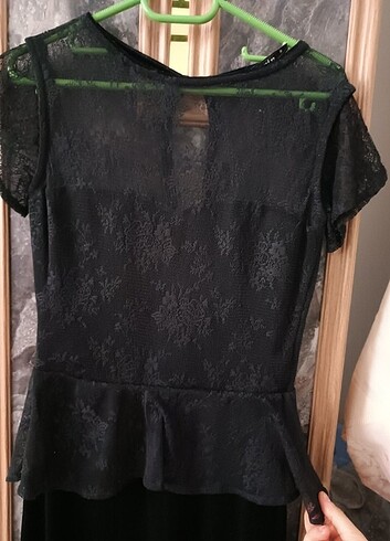 38 Beden siyah Renk Volanlı Gece Elbisesi 