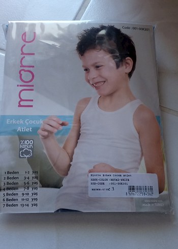 Beyaz Erkek Çocuk Atlet, Baskılı, Hafif Renkli
