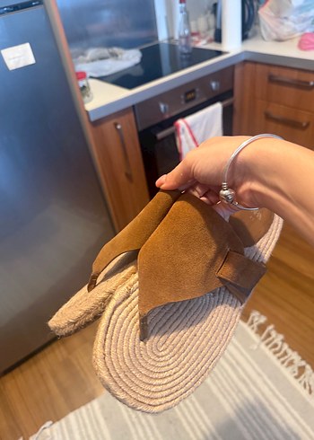 H&M Kadın Kahverengi Süet Dolgu Topuklu Terlik