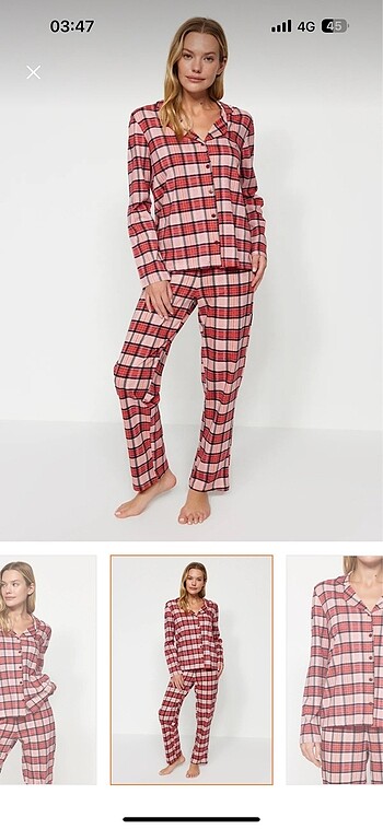 Kareli pijama takımı kırmızı