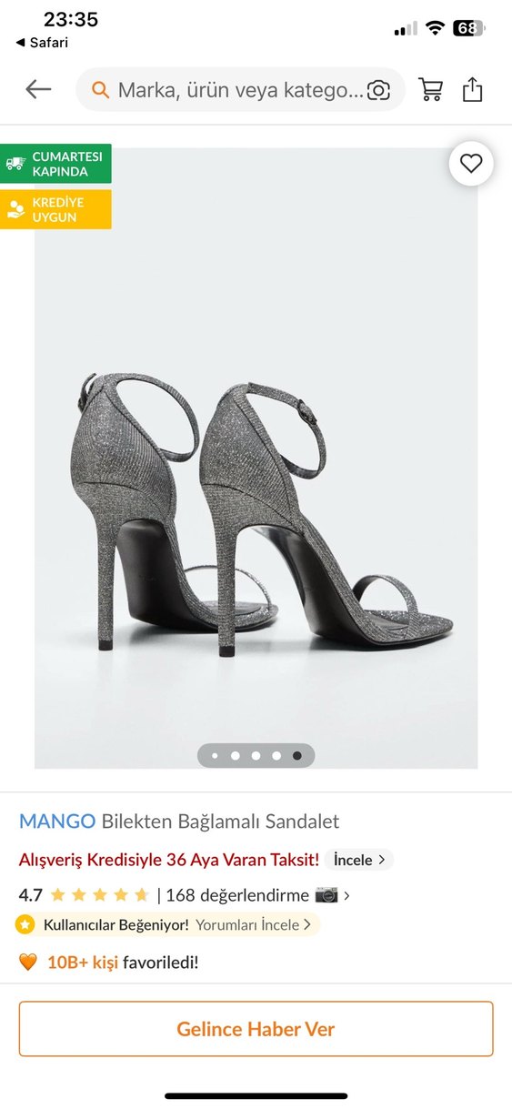 MANGO Gri Bilekten Bağlamalı Stiletto Sandalet - Görsel 3