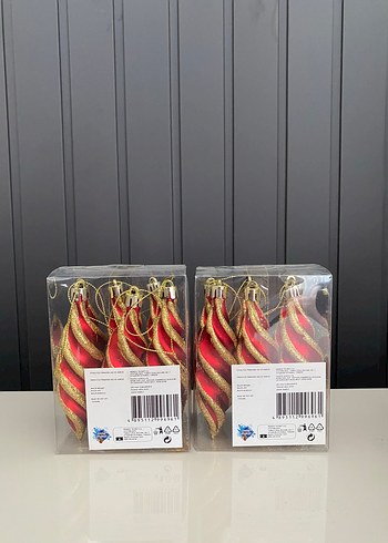 Kırmırızı Altın Simli Yılbaşı Süsü Seti - Görsel 5