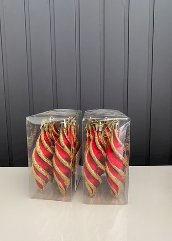 Kırmırızı Altın Simli Yılbaşı Süsü Seti - Görsel 4