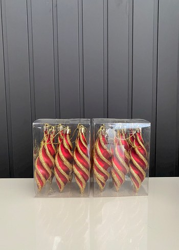 Kırmırızı Altın Simli Yılbaşı Süsü Seti - Görsel 2