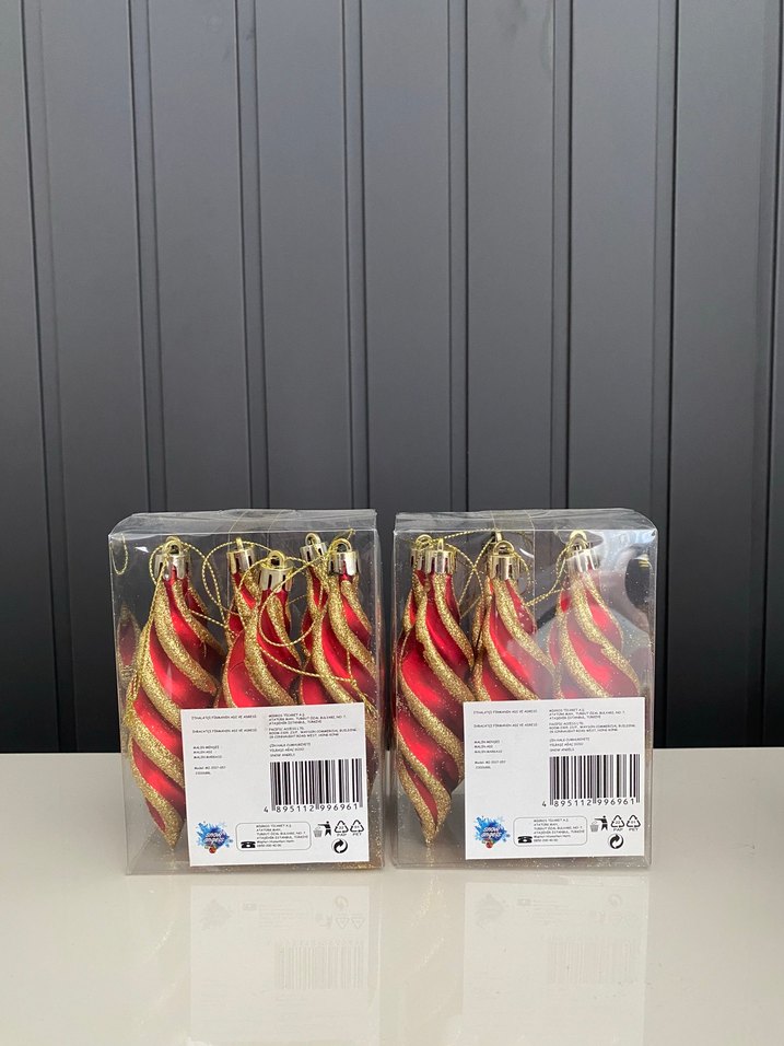 Kırmırızı Altın Simli Yılbaşı Süsü Seti - Görsel 5