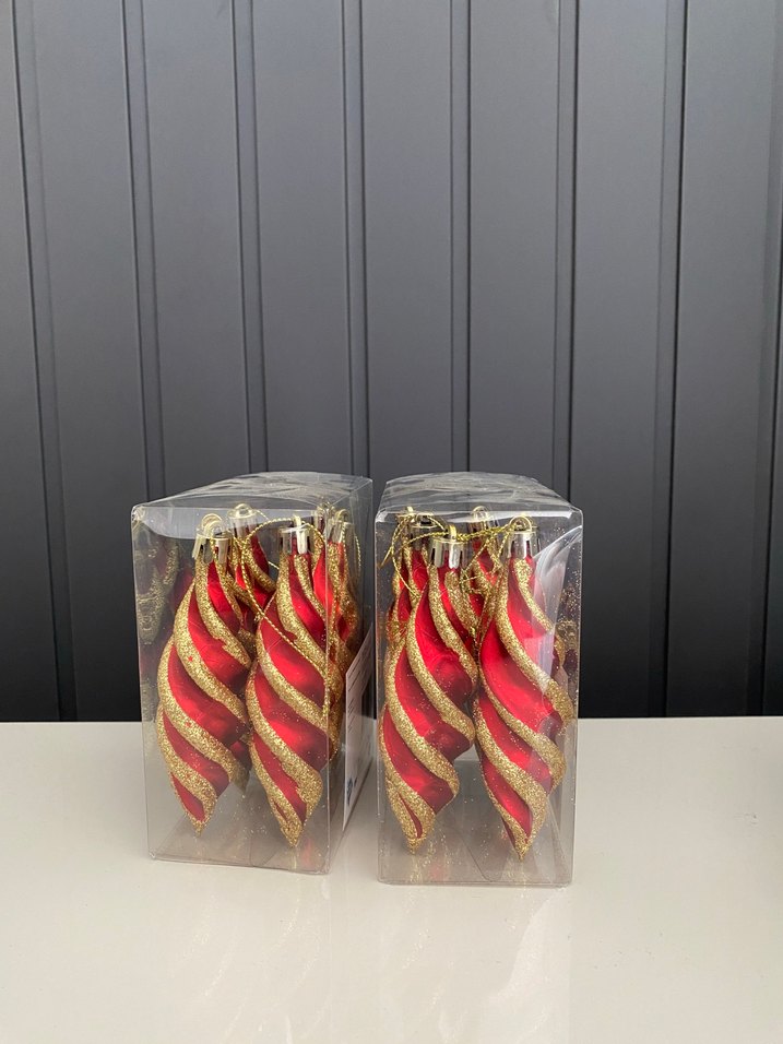 Kırmırızı Altın Simli Yılbaşı Süsü Seti - Görsel 4