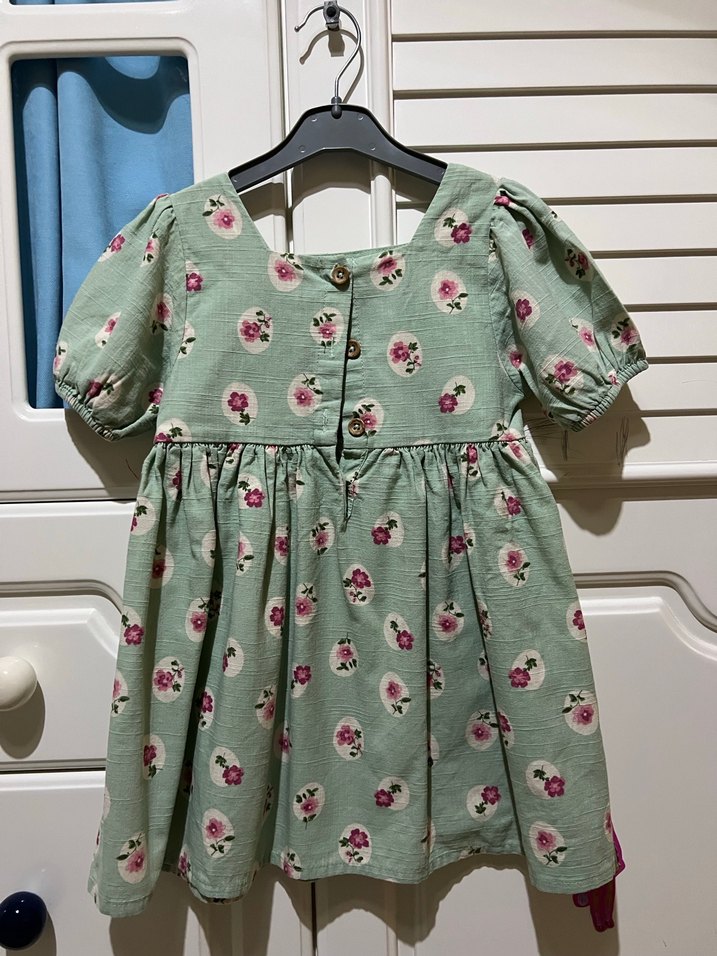 Kısa Kollu Vintage Kız Çocuk Elbisesi - Görsel 2