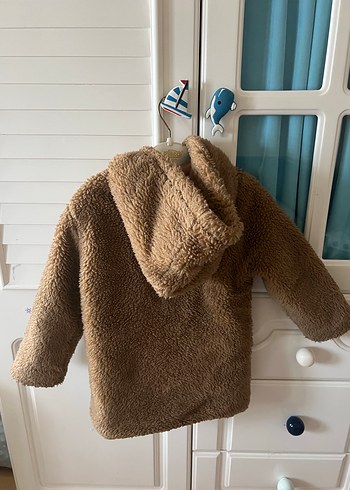 Kız Çocuk Kahverengi Kürklü Kaban - Görsel 2