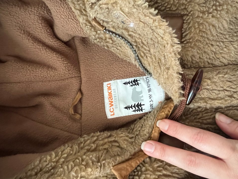 Kız Çocuk Kahverengi Kürklü Kaban - Görsel 3