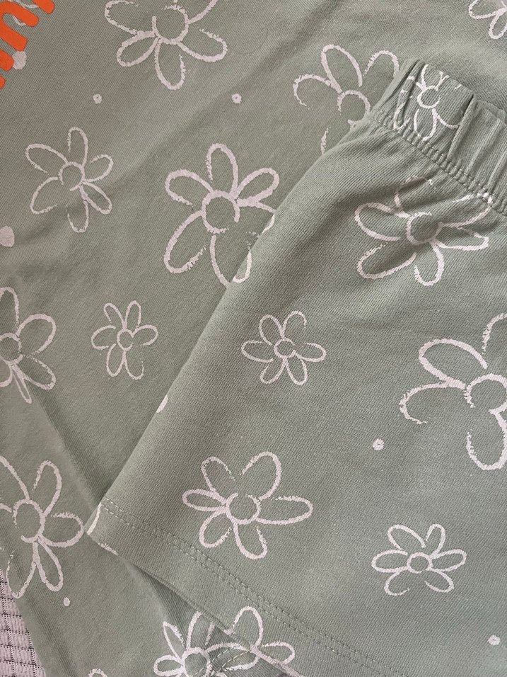 Çiçek Desenli Kız Bebek Yeşil Takım - Görsel 4