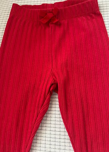 Kız Çocuk Kırmızı Pilili Pamuk Tayt - Görsel 3