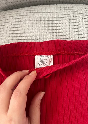 Kız Çocuk Kırmızı Pilili Pamuk Tayt - Görsel 2