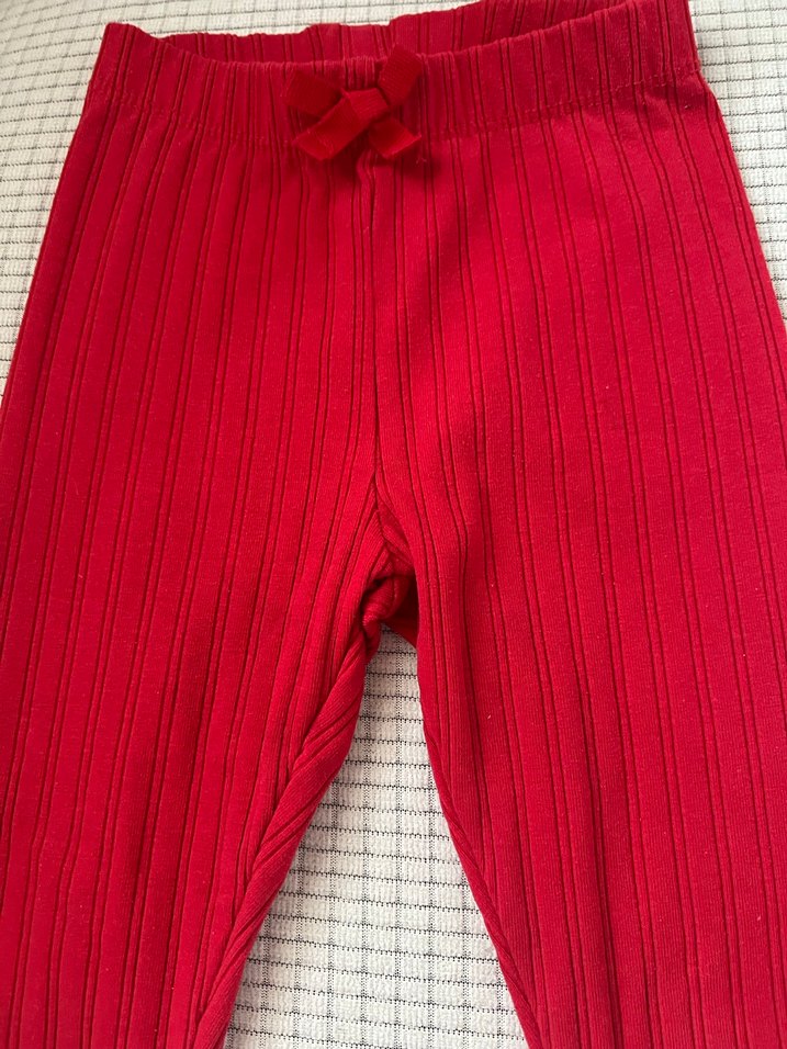 Kız Çocuk Kırmızı Pilili Pamuk Tayt - Görsel 3